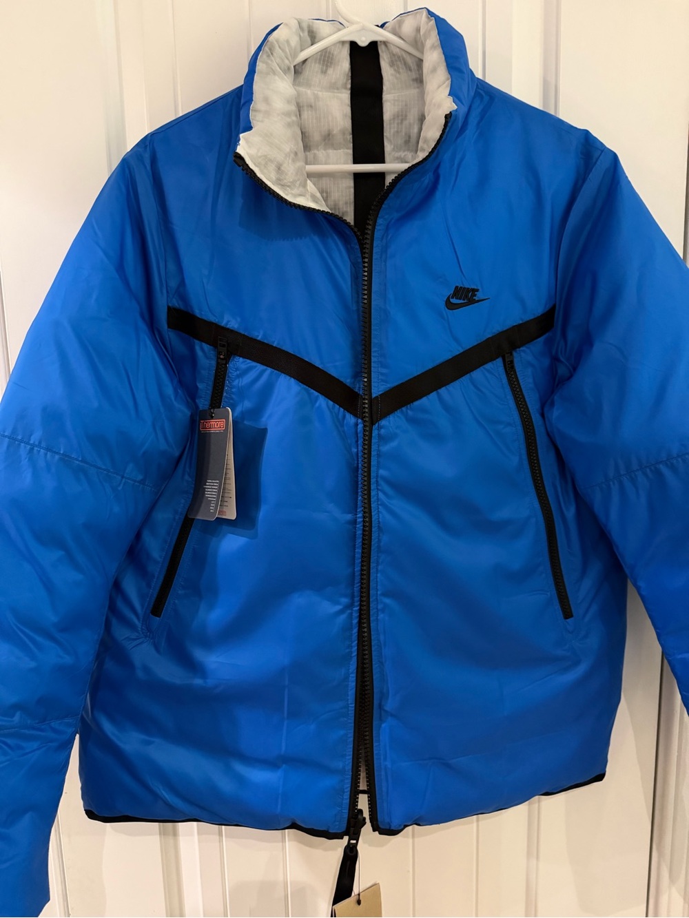 Nike Tech Men's Bright Blue Puffer Jacket with Black Trim